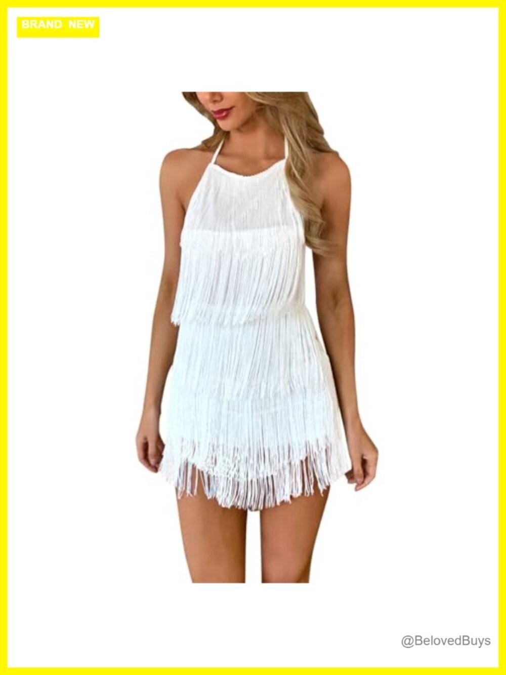 Halter Tassel Fringe Backless Latin Dance Romper Mini Jumpsuit